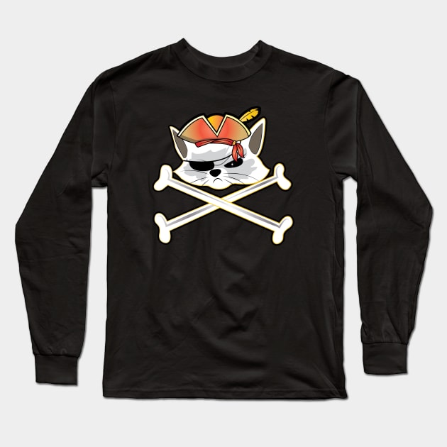 Pirate Cat Long Sleeve T-Shirt by ArticArtac